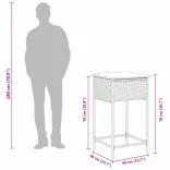 7 részes fekete polyrattan kerti bárszett párnákkal