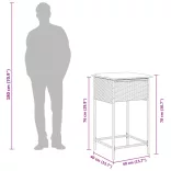 7 részes fekete polyrattan kerti bárszett párnákkal