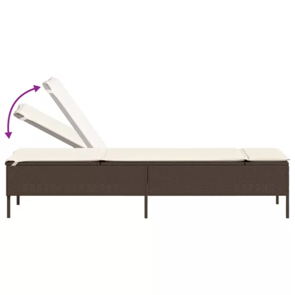 2 db barna polyrattan napozóágy párnával