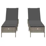 2 db világosszürke polyrattan napozóágy párnával