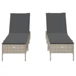 2 db világosszürke polyrattan napozóágy párnával
