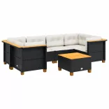 7 részes fekete polyrattan kerti ülőgarnitúra párnával
