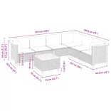 7 részes fekete polyrattan kerti ülőgarnitúra párnával