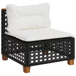 7 részes fekete polyrattan kerti ülőgarnitúra párnával
