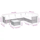 7 részes fekete polyrattan kerti ülőgarnitúra párnával