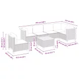 7 részes fekete polyrattan kerti ülőgarnitúra párnával