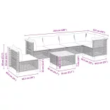 7 részes fekete polyrattan kerti ülőgarnitúra párnával