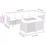 7 részes fekete polyrattan kerti ülőgarnitúra párnával