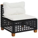 7 részes fekete polyrattan kerti ülőgarnitúra párnával