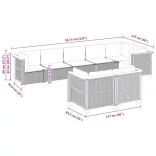 8 részes szürke polyrattan kerti ülőgarnitúra párnákkal