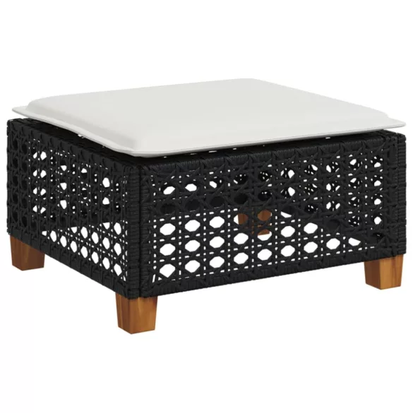 7 részes fekete polyrattan kerti ülőgarnitúra párnával