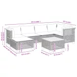 7 részes fekete polyrattan kerti ülőgarnitúra párnával