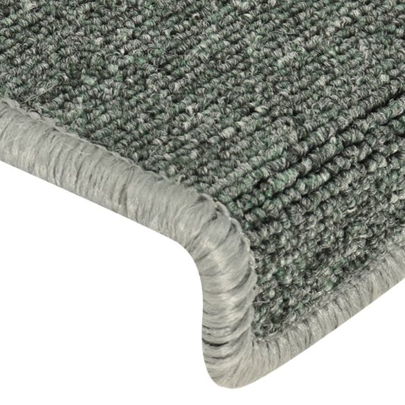 15 db sötétzöld lépcsőszőnyeg, téglalap alakú széllel, 65 x 21 x 4 cm