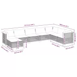 8 részes szürke polyrattan kerti ülőgarnitúra párnákkal