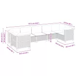 7 részes fekete polyrattan kerti ülőgarnitúra párnával
