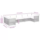 7 részes fekete polyrattan kerti ülőgarnitúra párnával