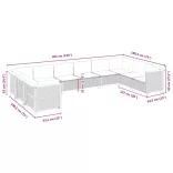 10 részes szürke polyrattan kerti ülőgarnitúra párnákkal