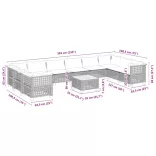 11 részes szürke polyrattan kerti ülőgarnitúra párnákkal