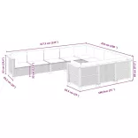 10 részes fekete polyrattan kerti ülőgarnitúra párnákkal