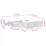 11 részes fekete polyrattan kerti ülőgarnitúra párnákkal