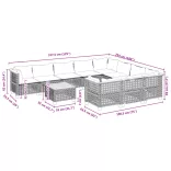 11 részes szürke polyrattan kerti ülőgarnitúra párnákkal