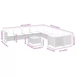 11 részes fekete polyrattan kerti ülőgarnitúra párnákkal