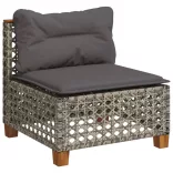 11 részes szürke polyrattan kerti ülőgarnitúra párnákkal