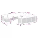 11 részes fekete polyrattan kerti ülőgarnitúra párnákkal