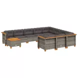11 részes szürke polyrattan kerti ülőgarnitúra párnákkal