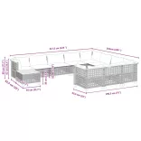 11 részes fekete polyrattan kerti ülőgarnitúra párnákkal