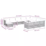 11 részes szürke polyrattan kerti ülőgarnitúra párnákkal