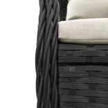 9 részes fekete polyrattan kerti étkezőgarnitúra párnákkal