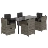 7 részes szürke polyrattan kerti étkezőgarnitúra párnával