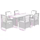 7 részes fekete polyrattan kerti étkezőgarnitúra párnával