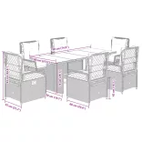7 részes fekete polyrattan kerti étkezőgarnitúra párnával