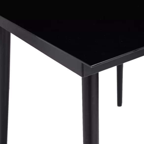 7 részes fekete polyrattan kerti étkezőgarnitúra párnával