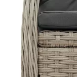 7 részes világosszürke polyrattan kerti étkezőszett párnával