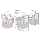 7 részes világosszürke polyrattan kerti étkezőszett párnával