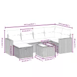 7 részes fekete polyrattan kerti ülőgarnitúra párnával