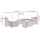 7 részes fekete polyrattan kerti ülőgarnitúra párnával