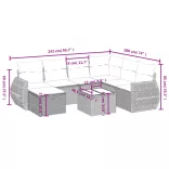 8 részes fekete polyrattan kerti ülőgarnitúra párnákkal