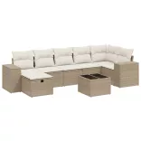 8 részes bézs polyrattan kerti ülőgarnitúra párnával