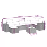 8 részes bézs polyrattan kerti ülőgarnitúra párnával