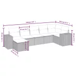 7 részes fekete polyrattan kerti ülőgarnitúra párnával