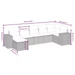 7 részes bézs polyrattan kerti ülőgarnitúra párnákkal