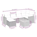 7 részes fekete polyrattan kerti ülőgarnitúra párnával