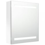 fényes fehér LED-es tükrös fürdőszobaszekrény 50 x 14 x 60 cm