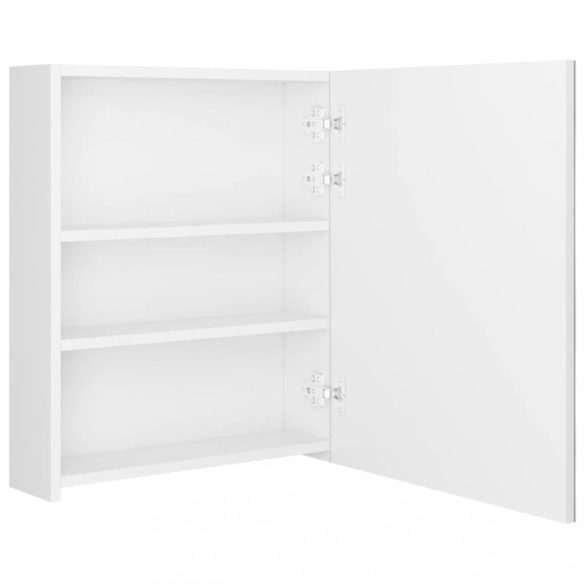 fényes fehér LED-es tükrös fürdőszobaszekrény 50 x 14 x 60 cm