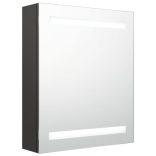 antracitszürke LED-es tükrös fürdőszobaszekrény 50 x 14 x 60 cm
