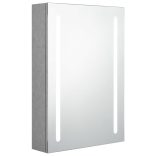 betonszürke LED-es tükrös fürdőszobaszekrény 50 x 13 x 70 cm